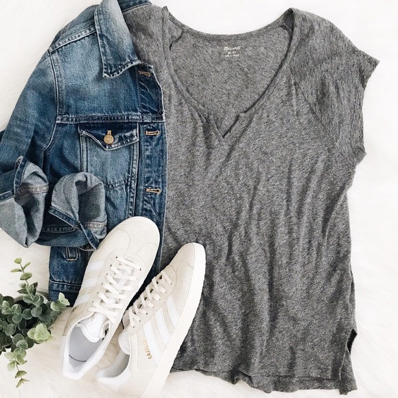 Madewell Tops - Madewell Choral Split-Neck Tee